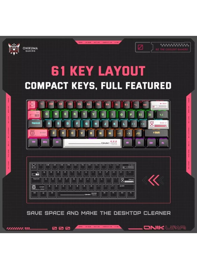onikuma G55 RGB Wired Mechanical Gaming Keyboard with 61 Keys, Compact Layout, Customizable RGB Backlit, Anti-Ghosting, Windows Key Lock, USB Plug & Play for PC and Laptop - Image 5